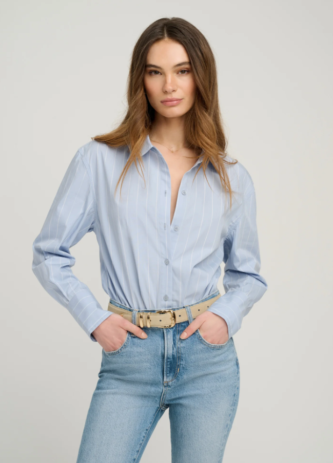 The Hire Me Bodysuit, Slate Stripe