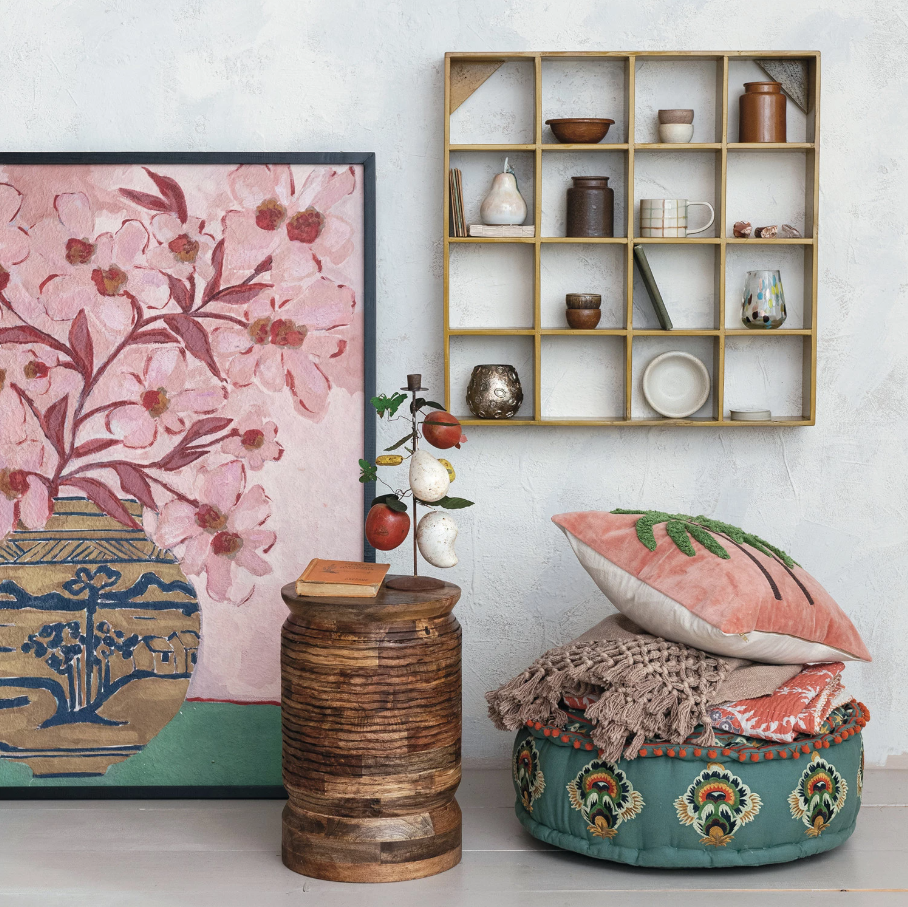 Hand-Carved Mango Wood Table/Stool - Thumbnail 3