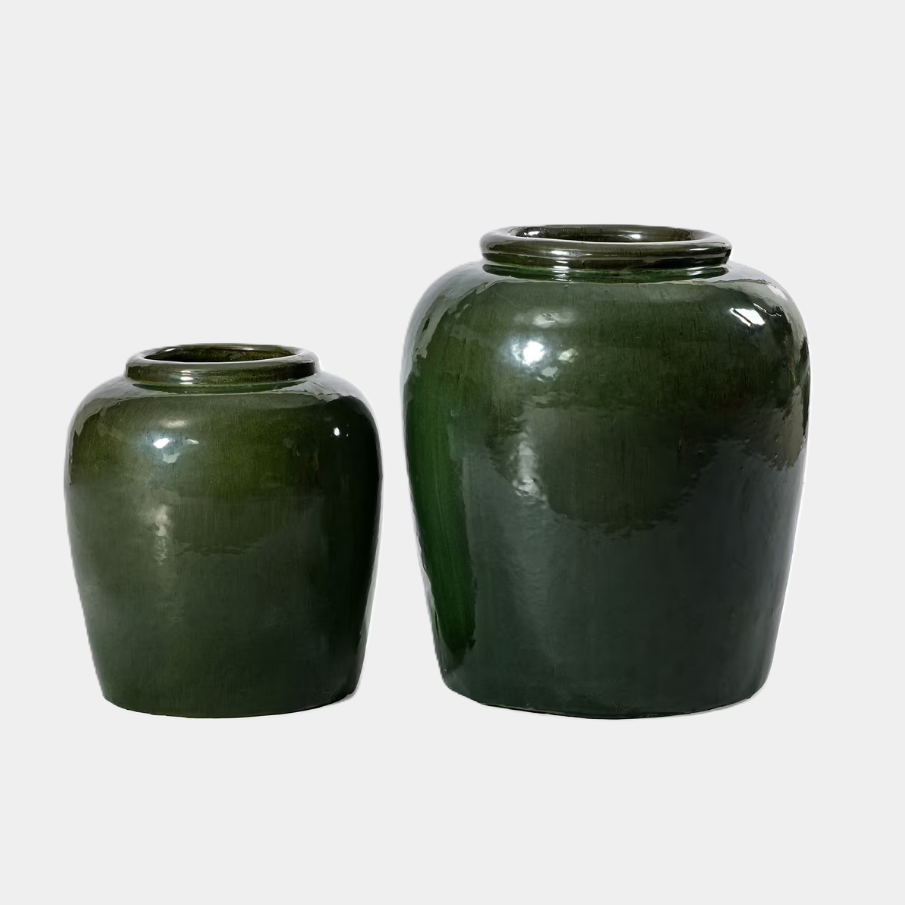 Thea Stoneware Vase, Green - 13 Hub Lane   |  Stoneware Vases