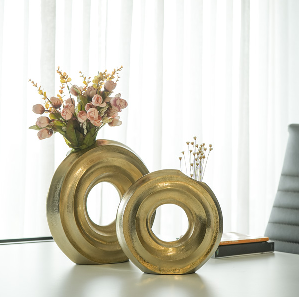 Aluminum Ring vase, Gold - 13 Hub Lane   |  