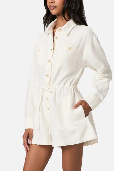 Paige Madigan Long Sleeve Romper, Tonal Ecru
