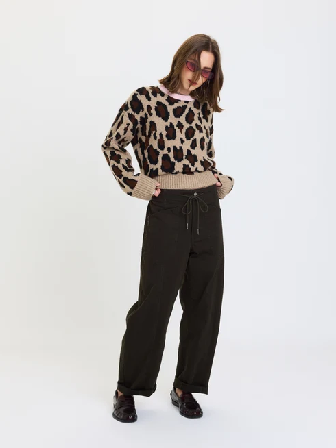Villa Drawstring Barrel Pant, Fern