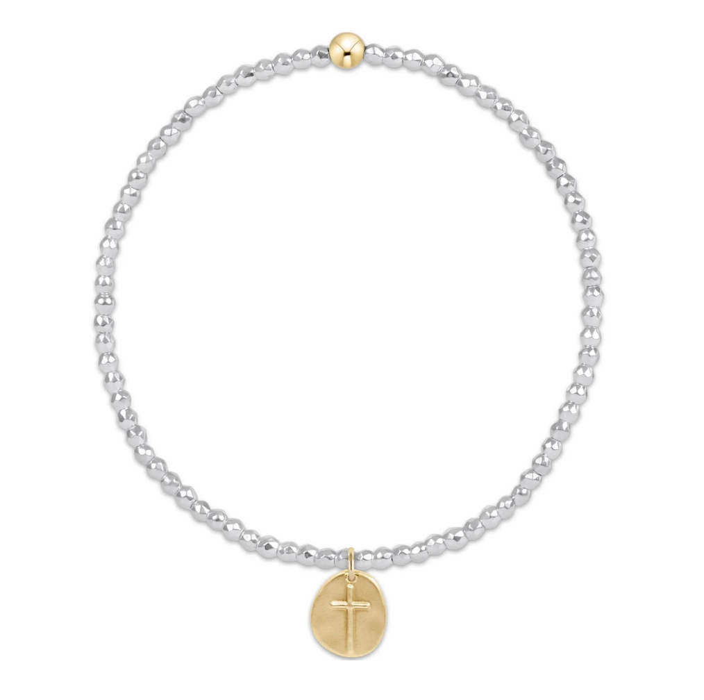 enewton bright silver faceted hematite 2mm bead bracelet - inspire small gold charm - 13 Hub Lane   |  Beaded Bracelets