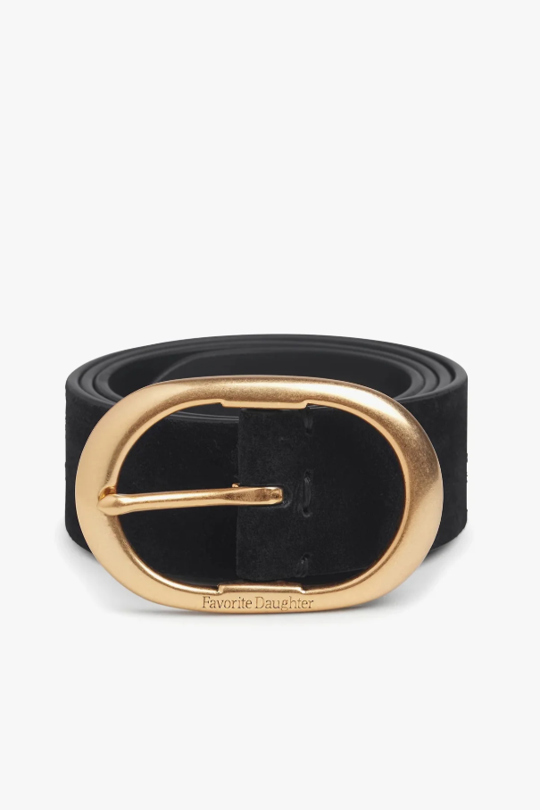 The Suede Jean Belt, Black & Brass