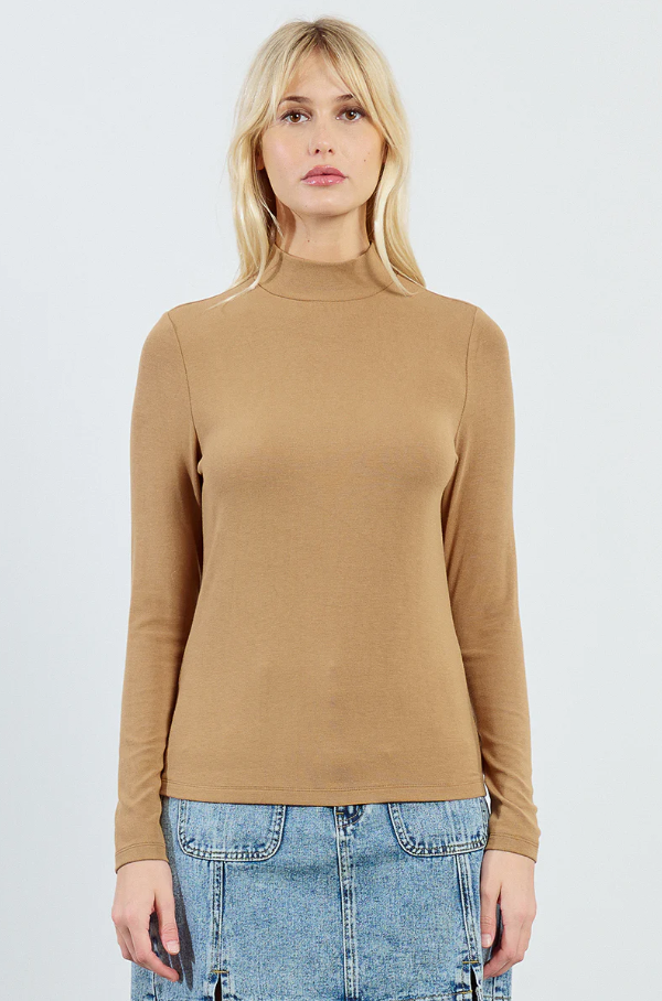 Mock Neck Undersweater, Camel - 13 Hub Lane   |  Mock Neck Sweaters