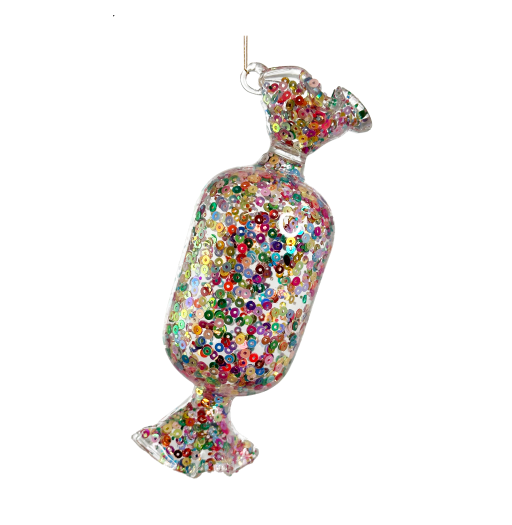 Glass Candy w/ Sequins Ornament