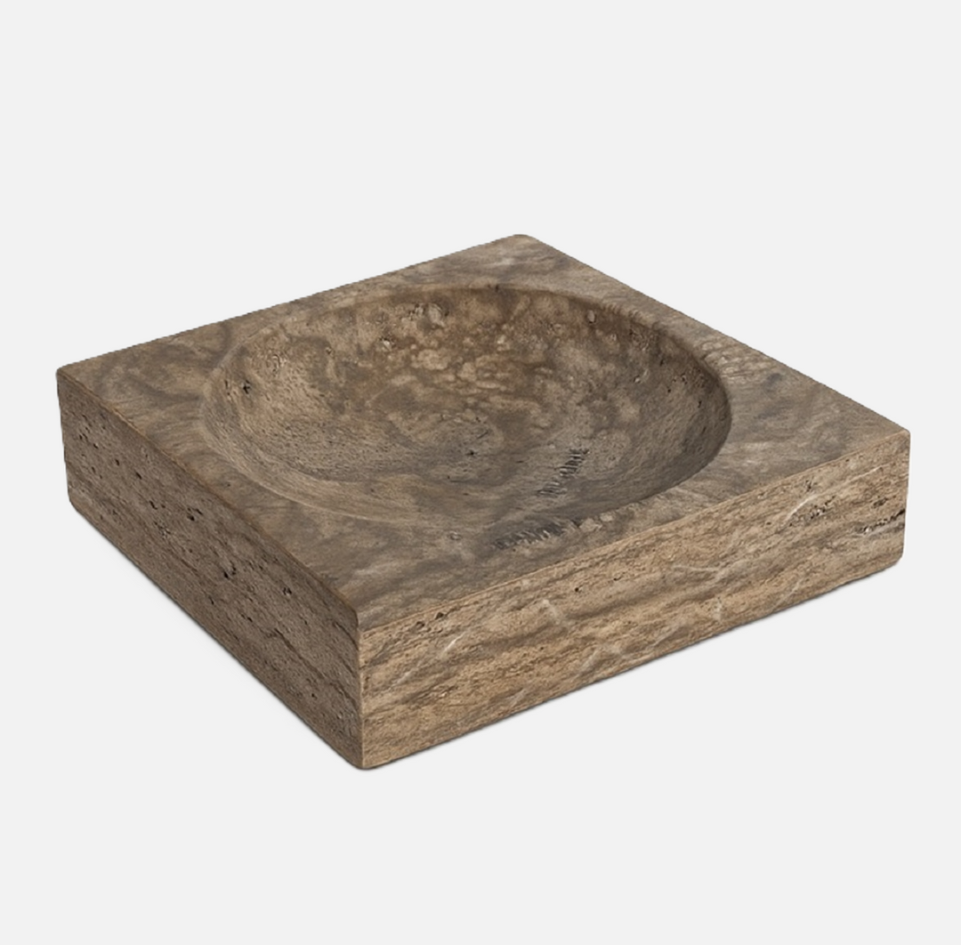 Square Travertine Bowl - 13 Hub Lane   |  