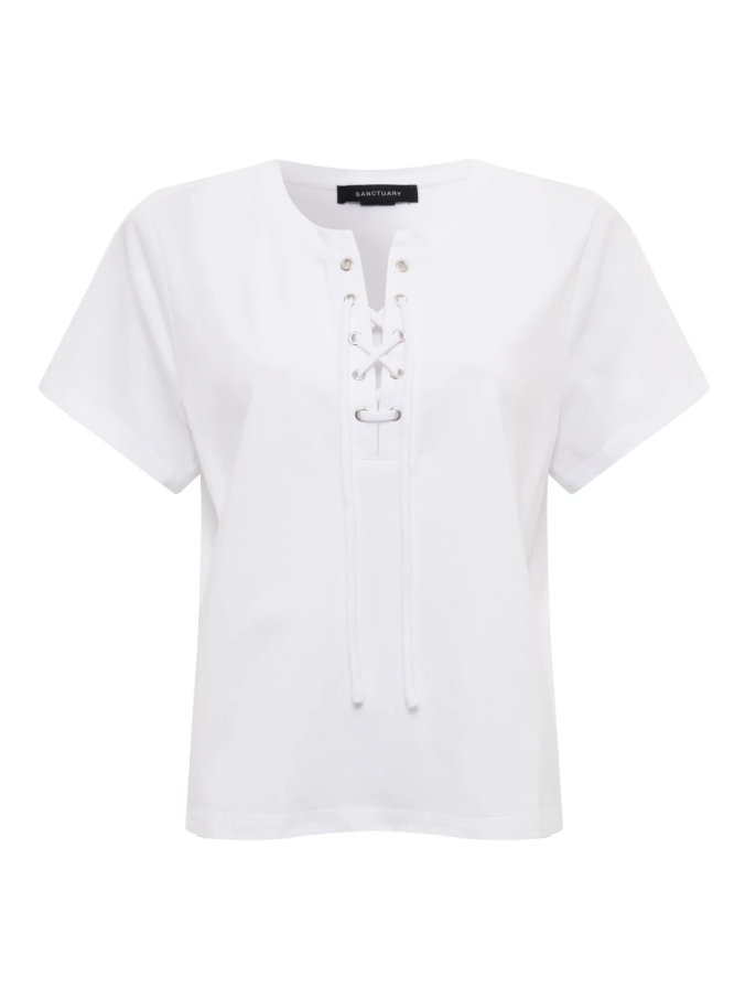 Lace Up Timeless Tee, White