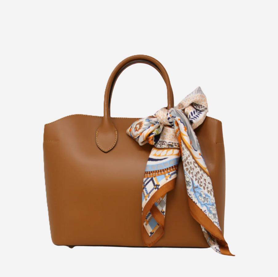 Italian Leather Red Interior Bag, Camel