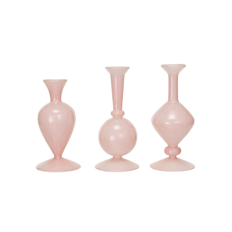 Blown Glass Vase, Opaque Pink