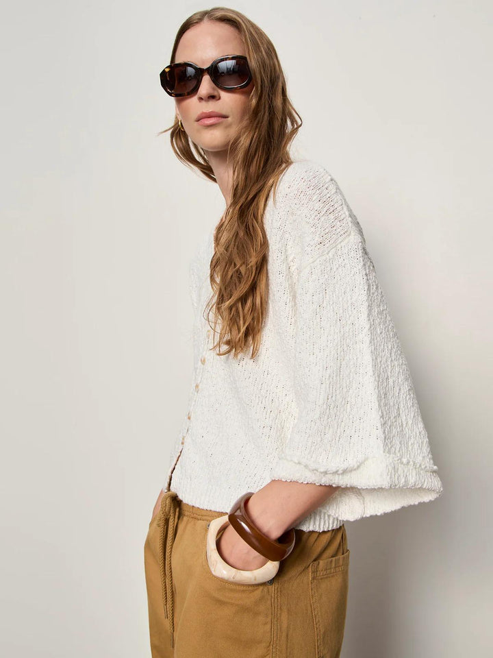 I'm Yours Button-Up Sweater, Chalk