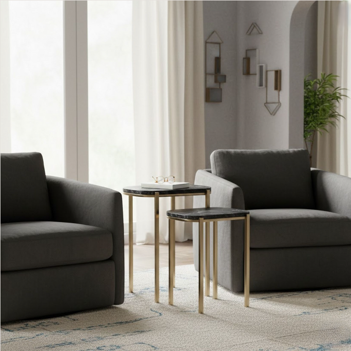 Dewey Black Quartz Nesting Tables