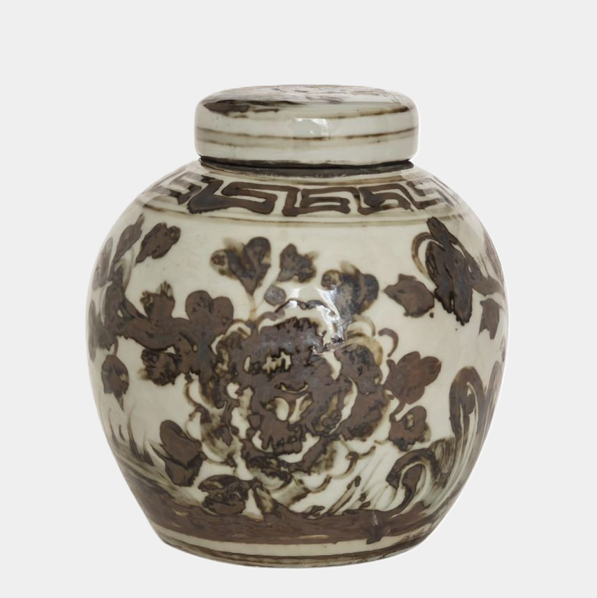 Brown & White Mini Jar Blooming Rose - 13 Hub Lane   |  