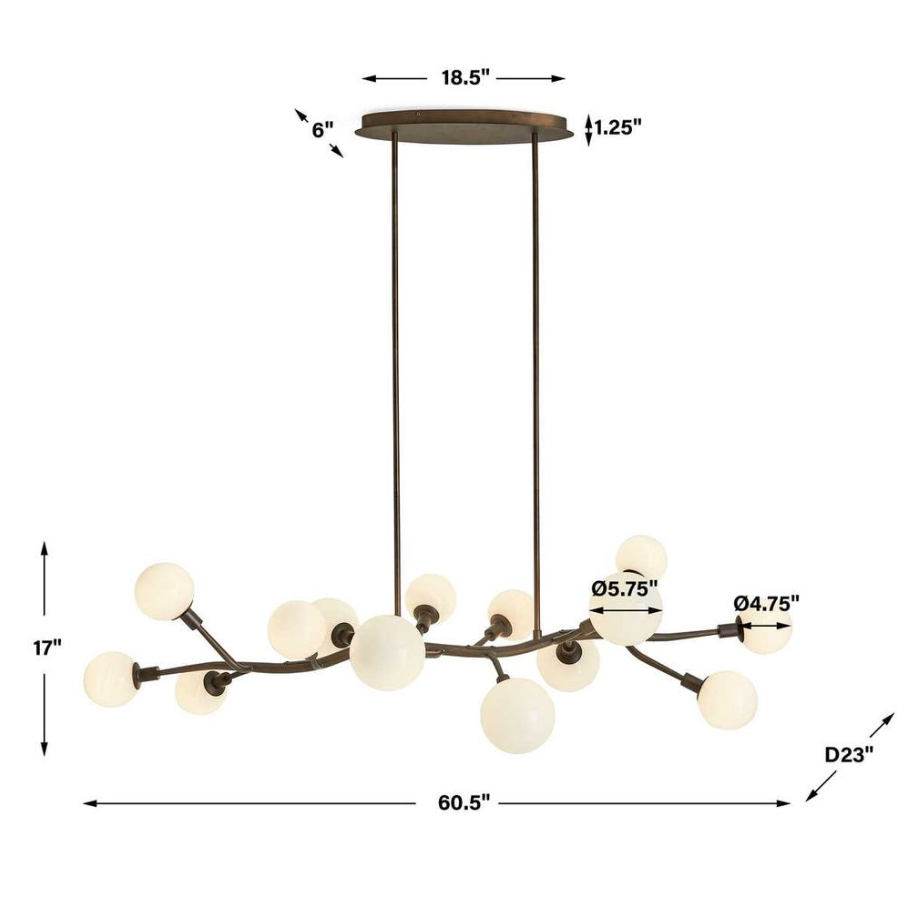 Meandering 14-Light Pendant, Bronze - 13 Hub Lane   |  Pendants