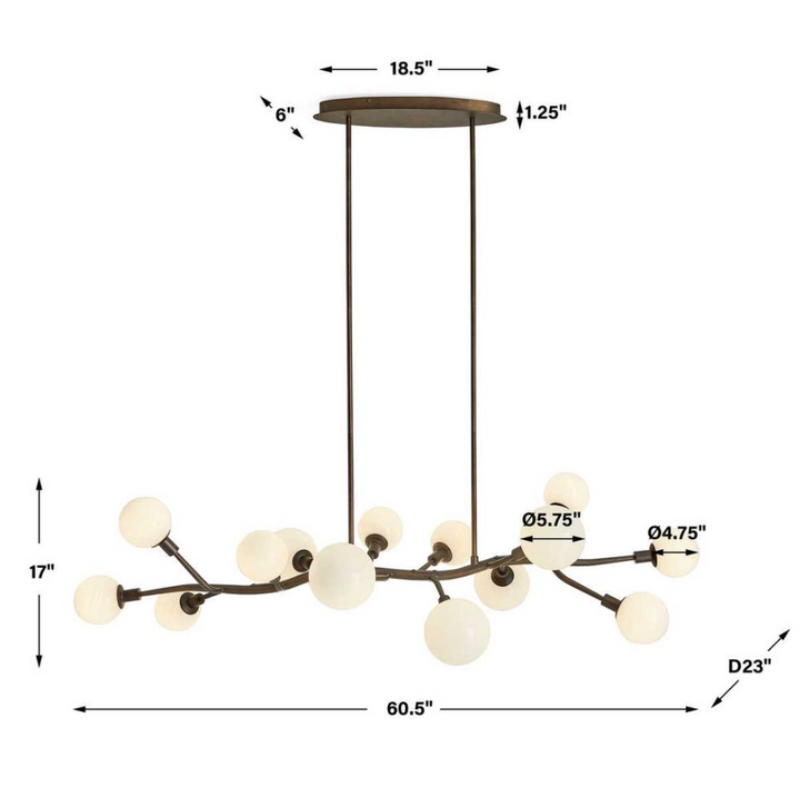 Meandering 14-Light Pendant, Bronze - 13 Hub Lane   |  Pendants