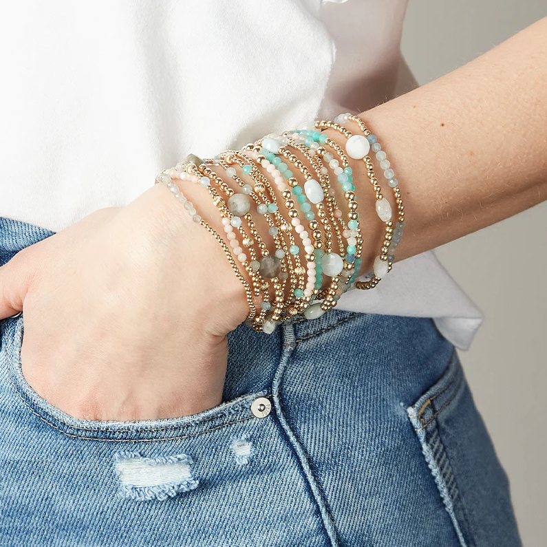 enewton admire gold 3mm bead bracelet - pearl - dark grey