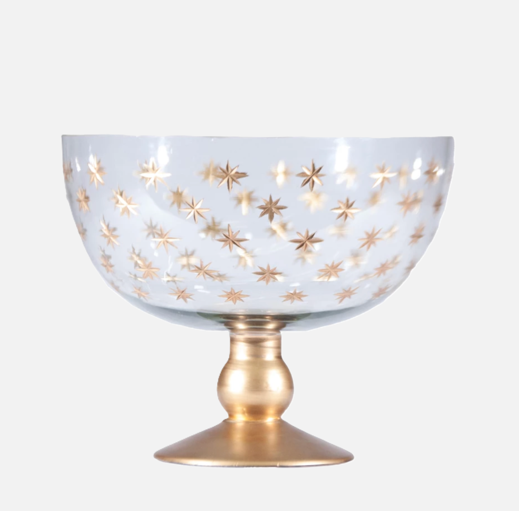 Etched Starburst Footed Bowl