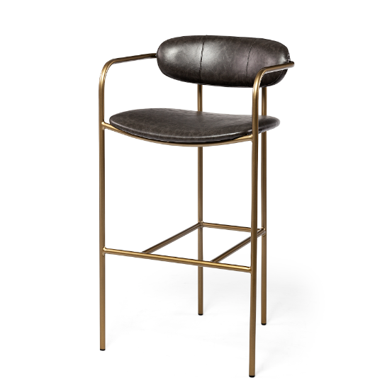 Parker Faux Leather & Gold Metal Bar Stool