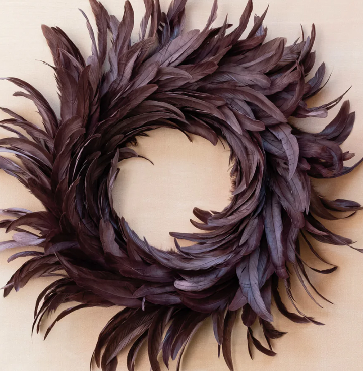 Feather Wreath, Burgundy