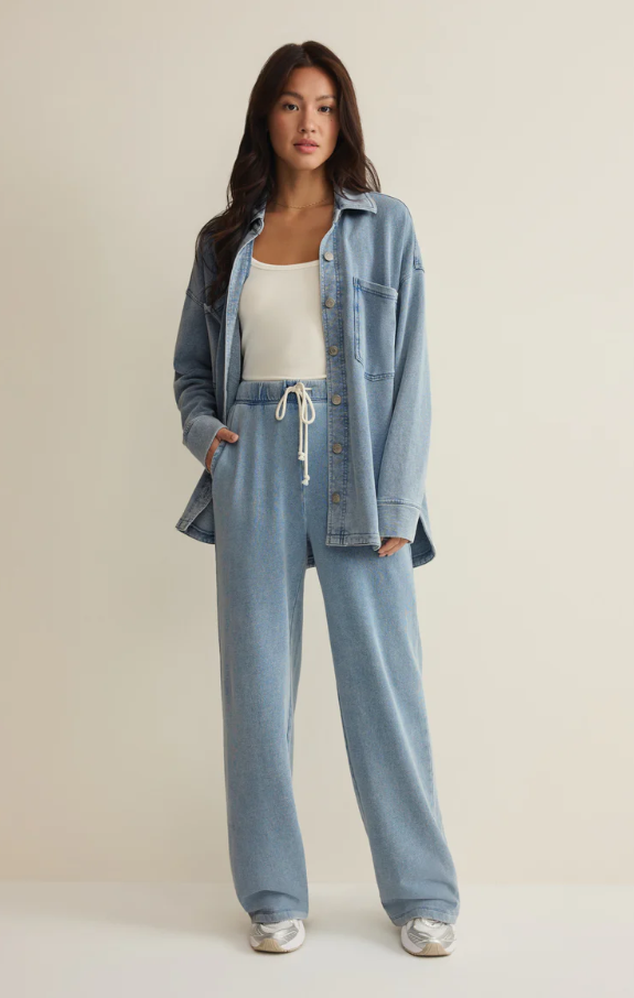 Hunter Knit Denim Pants, Ocean Air Indigo - 13 Hub Lane   |  Loungewear Bottoms
