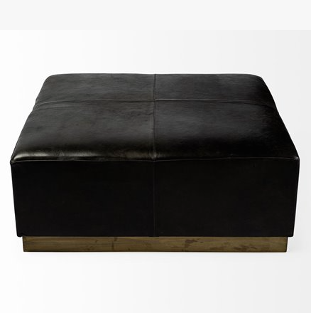 Minara 36" Square Leather Ottoman - 13 Hub Lane   |  Cocktail Ottomans