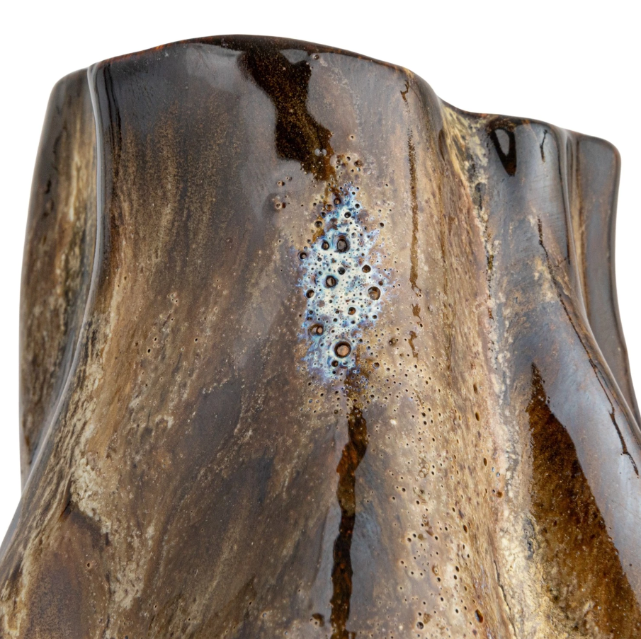 Hand-Painted Stoneware Organic Shaped Vase - Thumbnail 4