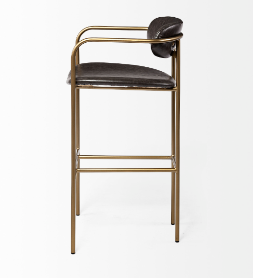 Parker Faux Leather & Gold Metal Bar Stool - Thumbnail 5