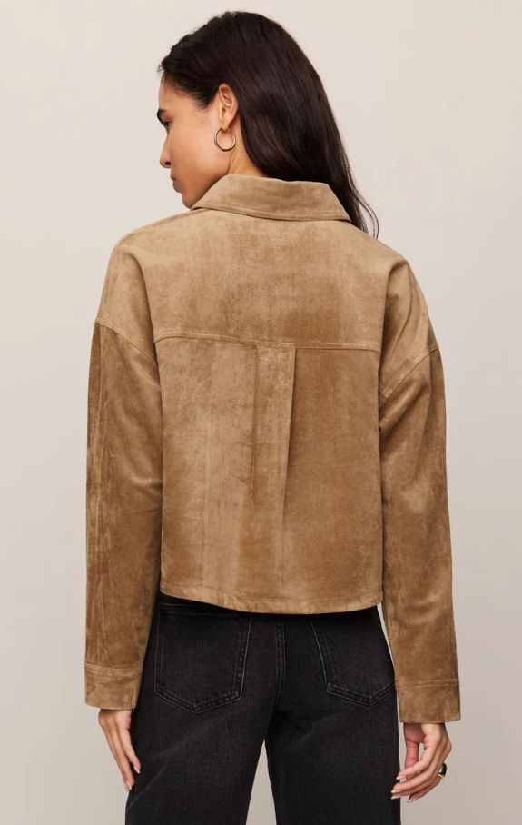 All Day Cropped Suede Jacket, Light Sand