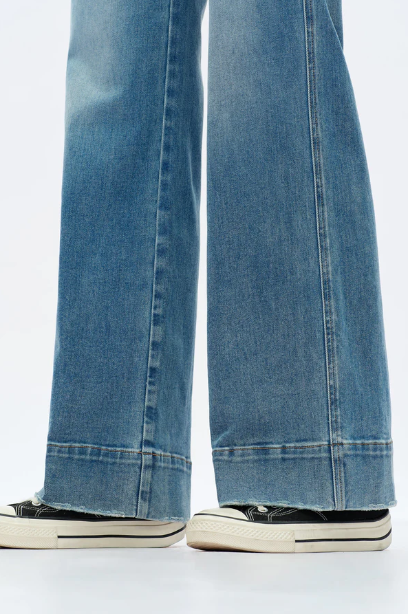 High Rise Wide Leg Jeans, Medium Blue