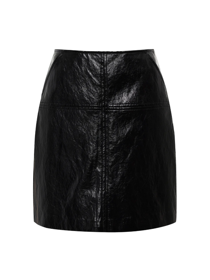 Broadway Leather Skirt, Black