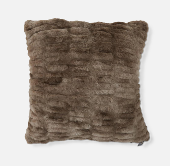Ribbed Faux Fur Pillow, Brown