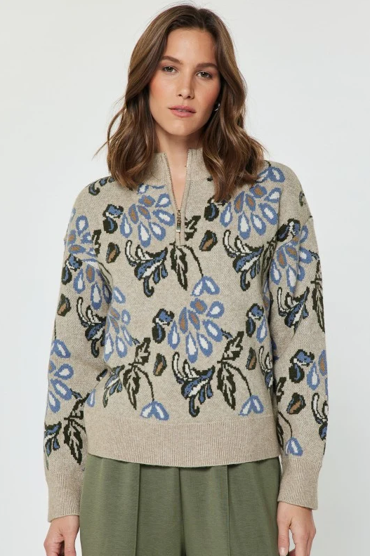 Jacquard Half-Zip, Barley