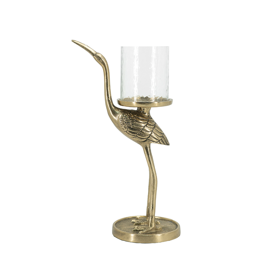 Gold Crane Candle Holder - 13 Hub Lane   |  Metal Candle Holders