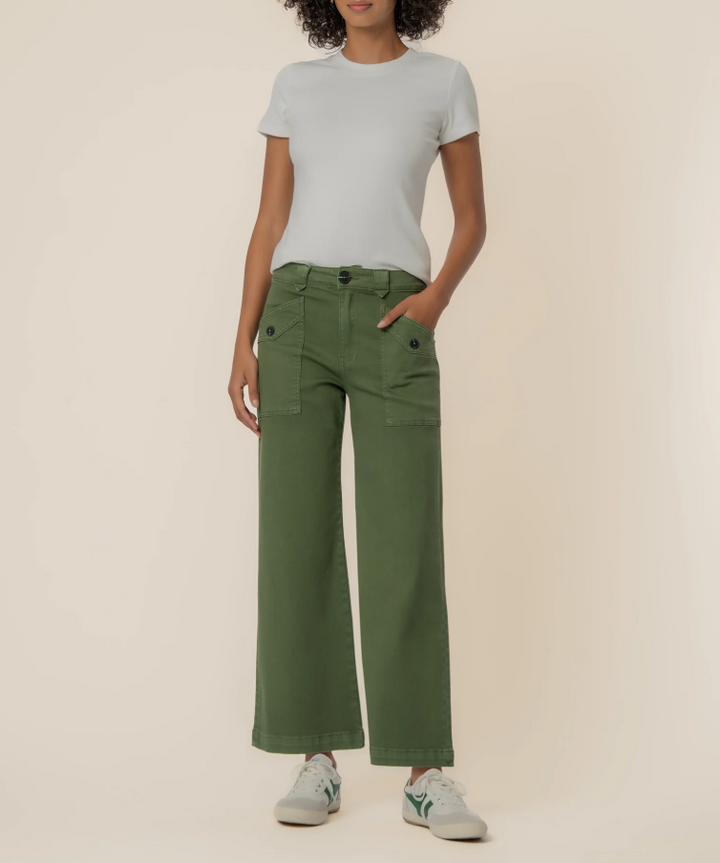 Kut From the Kloth Meg High Rise Wide Leg, Dill - 13 Hub Lane   |  Cropped Wide Leg Pants