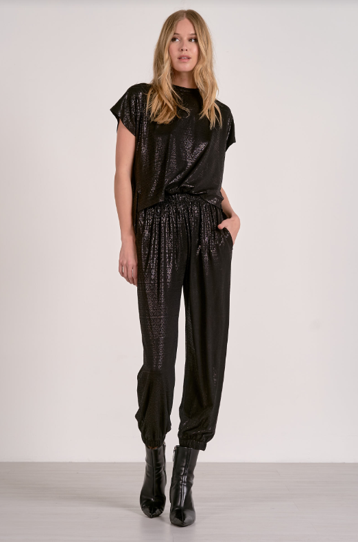 Shimmer T-Shirt Jumpsuit, Black
