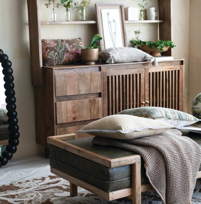 Reclaimed Wood Ball Framed Wall Mirror, Espresso - 13 Hub Lane   |  