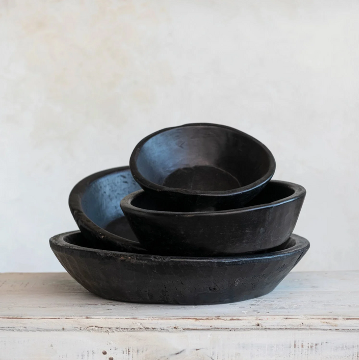 Reclaimed Wood Vintage Reproduction Bowl, Black