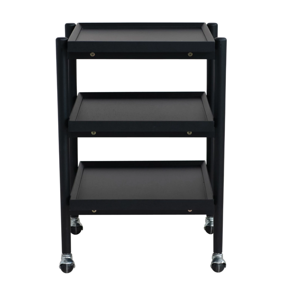 Rubberwood 3-Tier Bar Cart on Casters - 13 Hub Lane   |  Bar Carts