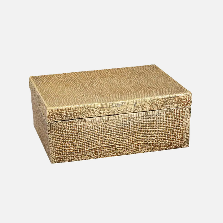 Embossed Jute Antique Brass Box