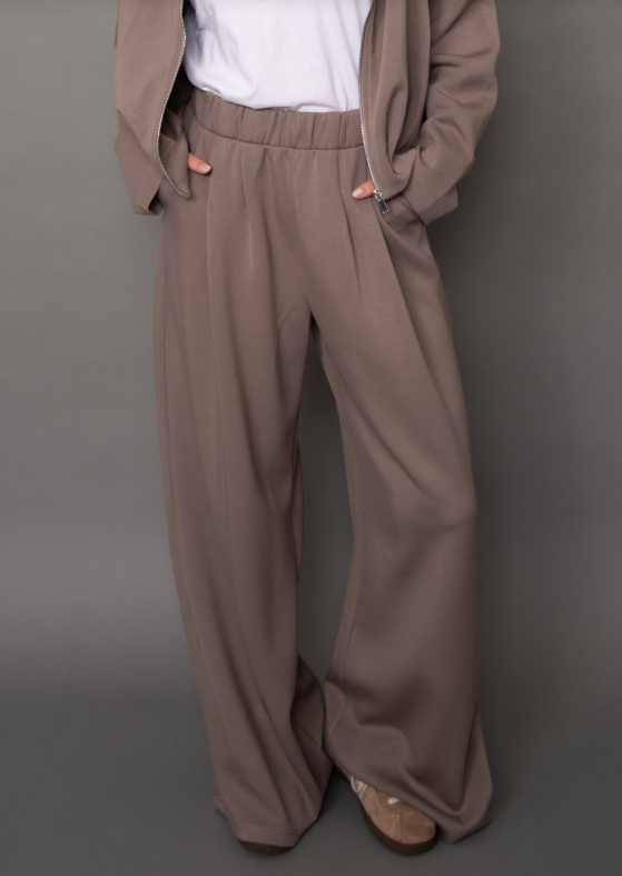 Pascal Signature Soft Knit Wide Leg Pants, Moon Rock