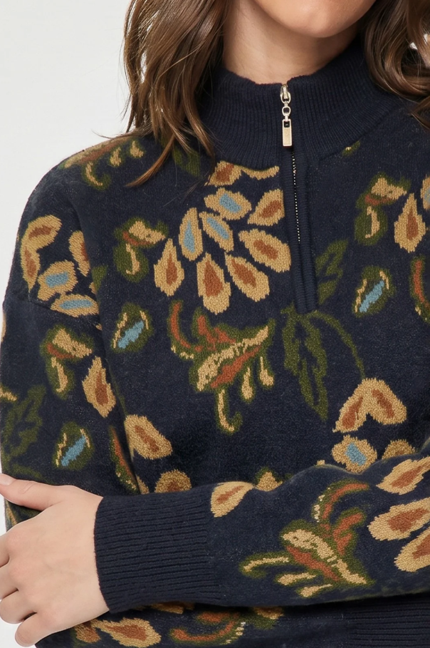 Jacquard Half-Zip, Dark Denim