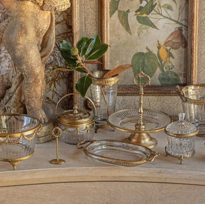 Antique Gold Vanity Jar with Handle - 13 Hub Lane   |  