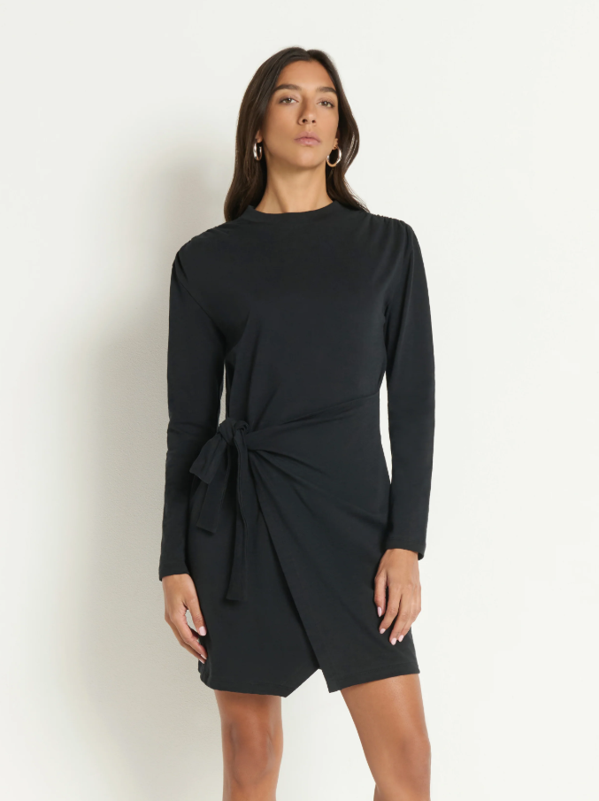 Nation LTD Taylor Wrap Mini, Jet Black - 13 Hub Lane   |  Mini Dresses