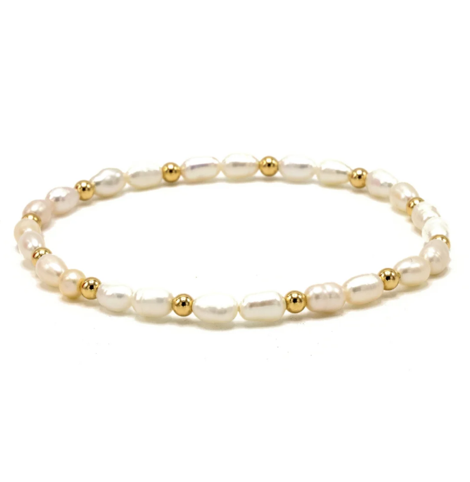 Rice Pearl Beaded Bracelet - 3mm - 13 Hub Lane   |  Beaded Bracelets