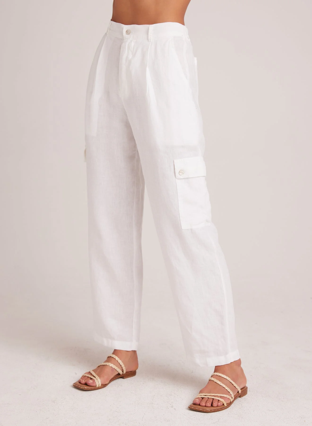 Bella Dahl Pleated Linen Cargo Trousers White - 13 Hub Lane   |  