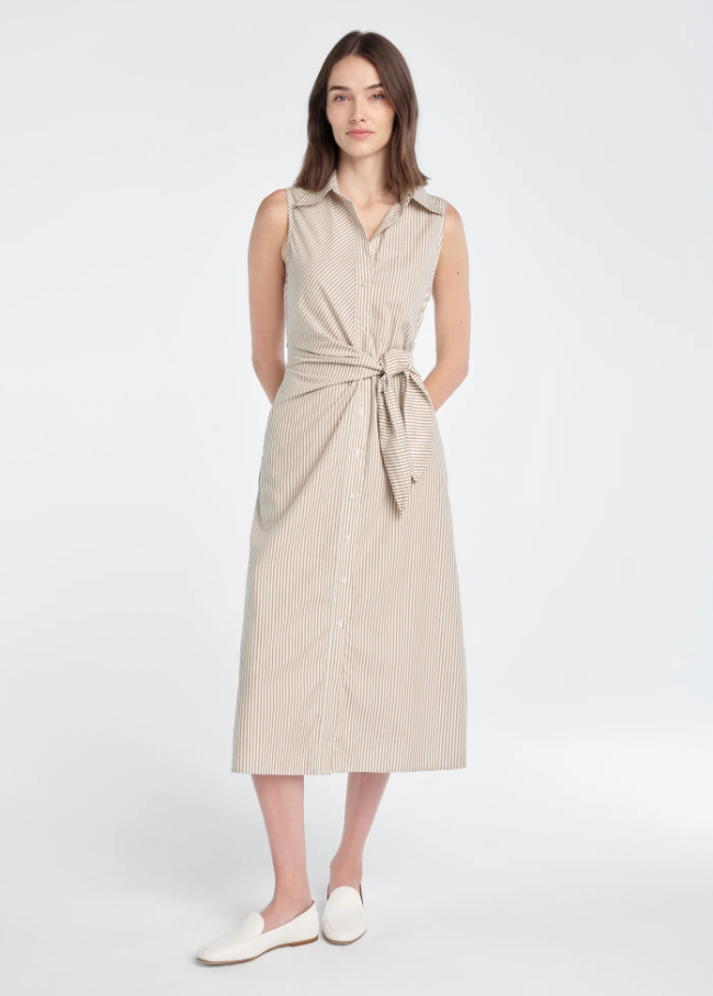 The Good Behavior Dress, Soft Taupe Stripe