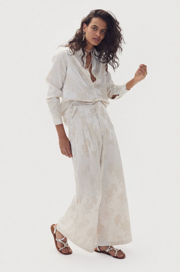 San Marino Brocade Shirt, Ivory Garden - 13 Hub Lane   |  Button-Ups