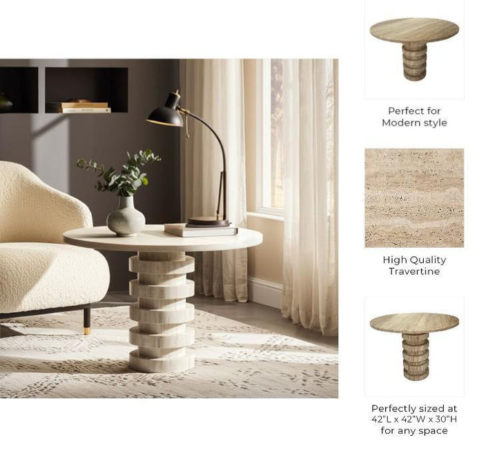 Turin Travertine Dining Table