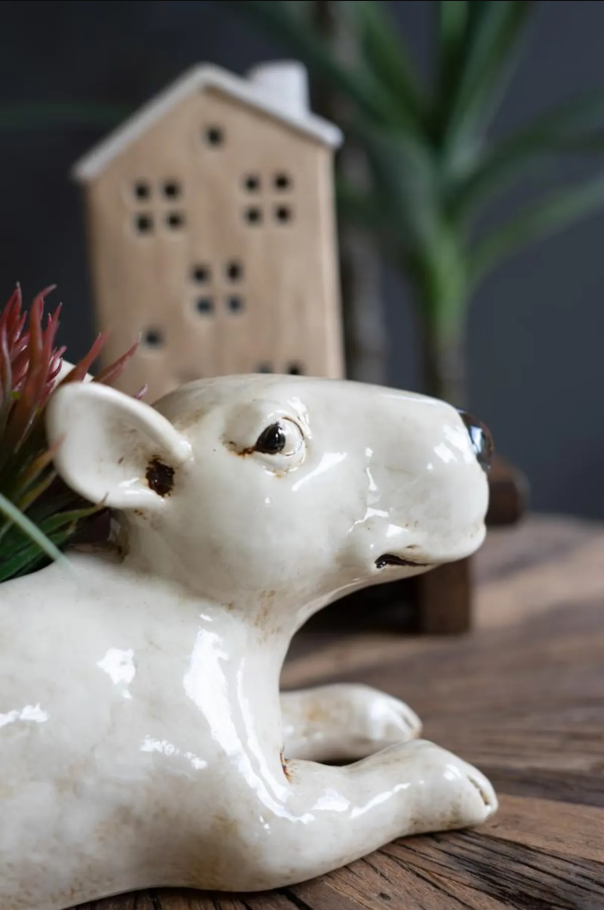 Ceramic Bull Terrier Planter