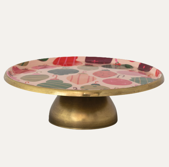 Ornament Enameled Pedestal Tray
